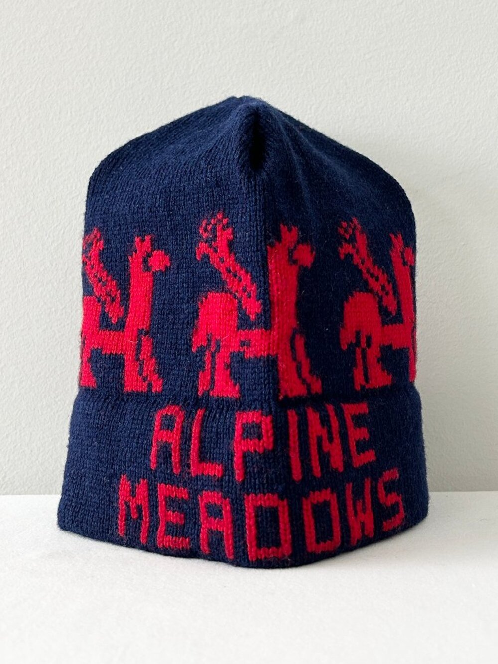 Vintage Alpine Meadows Ski Hat Moriarty Stowe VT Wool Beanie Handcrafted Winter